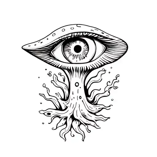 psychedelic fungus with an eye tattoo design idea