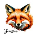 "Samilove " fox curled tattoo design idea