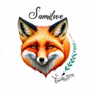 "Samilove " fox curled tattoo design idea