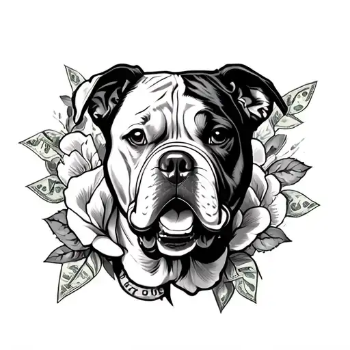 money rose, chicano, beautiful women, motorbike, american bulldog, love, blessed, tattoo design idea