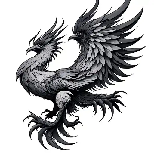 Symmetrical Phoenix tattoo design idea