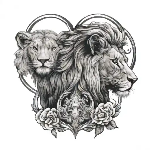 lion and lamb tattoo design idea