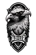 Adler black and white Team logo transformed realistic tattoo design idea