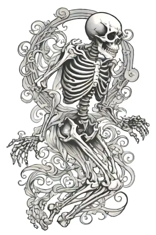 dancing skel tattoo design idea