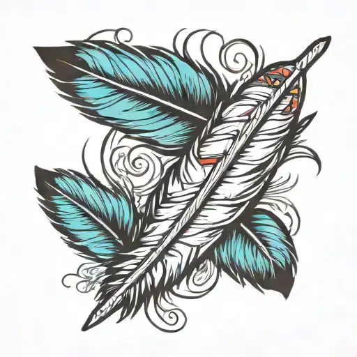Native American feather feather feather tattoo design idea