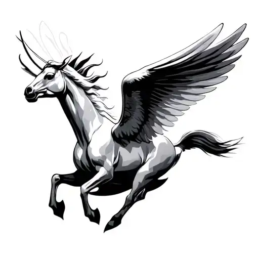 pegasus flying tattoo design idea