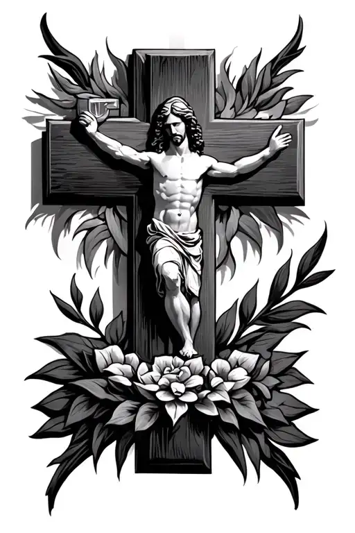 The Lord's prayer inside a cross tattoo design idea
