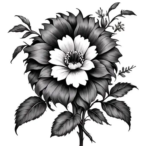 Lion Flower tattoo design idea
