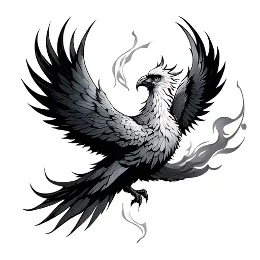 take the good with the bad with smoke rising Phoenix bird tattoo design idea