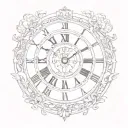 simple Roman numeral clock face tattoo design idea