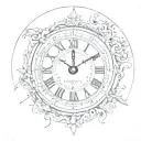 simple Roman numeral clock face tattoo design idea