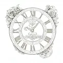 simple Roman numeral clock face tattoo design idea