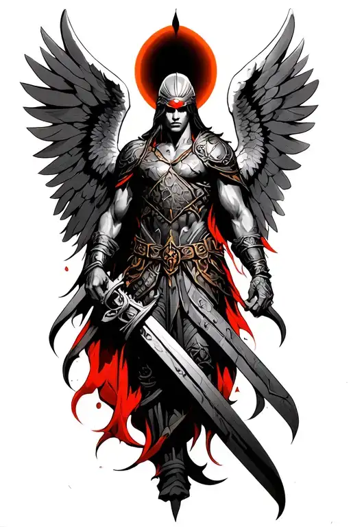 archangel warrior tattoo design idea