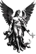 saint michael archangel micro realism style tattoo tattoo design idea