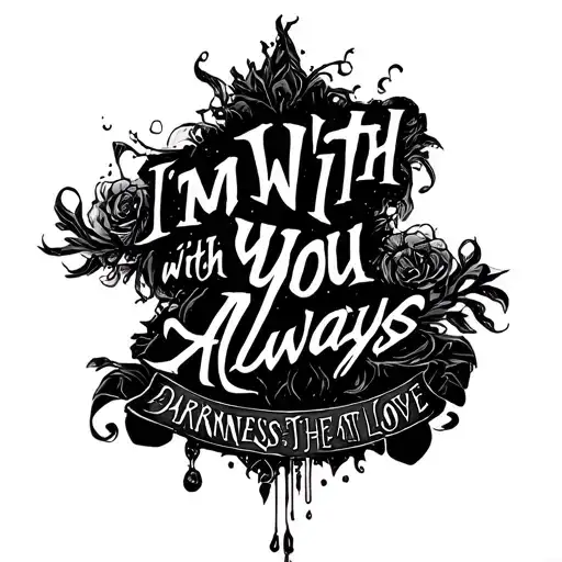 ghost band song lyrics "im with you always" from darkness at the heart of my love with a reference of an album cover tattoo design idea