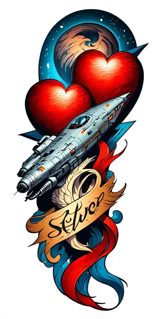 starship love tattoo design idea