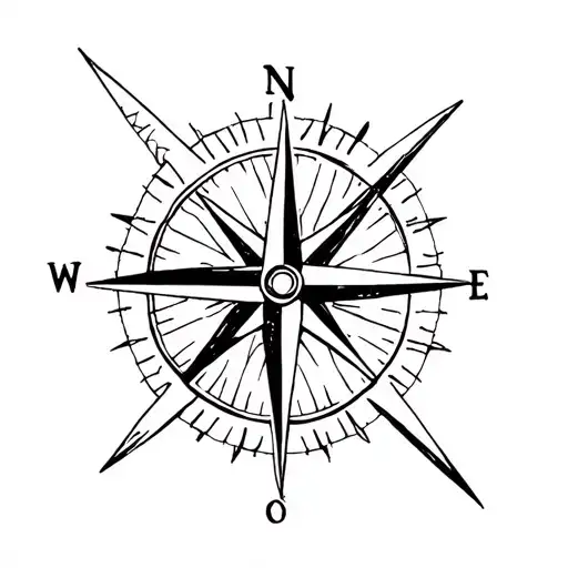 simple compass cross with arrow pointing North tattoo design idea