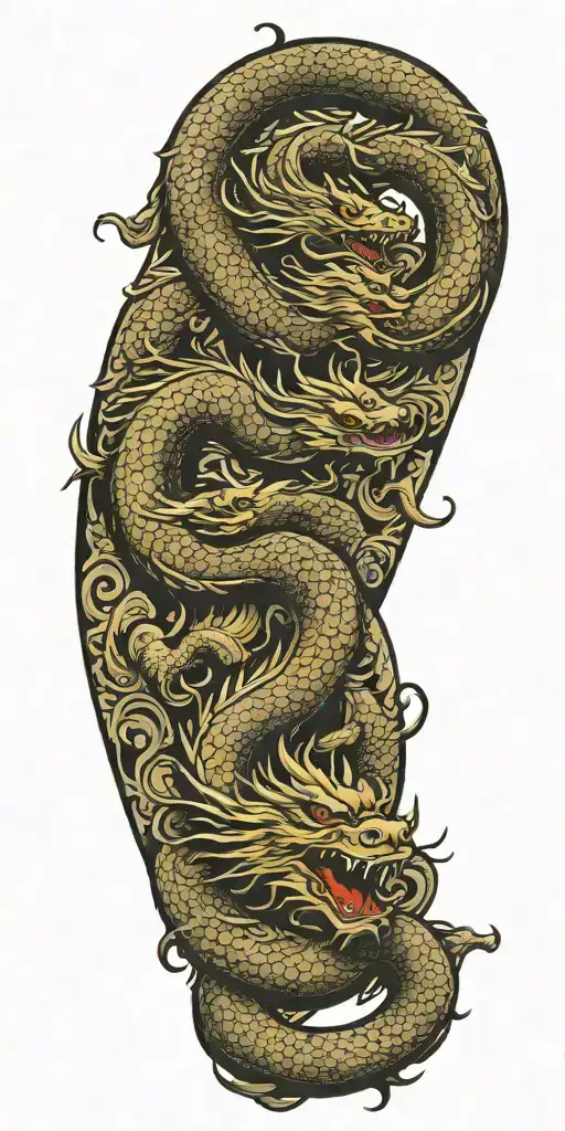Chinese wood dragon zodiac symbols tattoo design idea