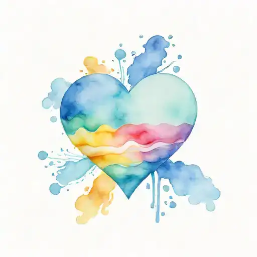 heart rainbow Watercolor pride flag colors tattoo design idea