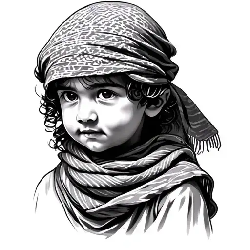 child with keffiyeh tattoo design idea