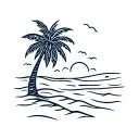 Beach waves surfin sun palm tree tattoo design idea