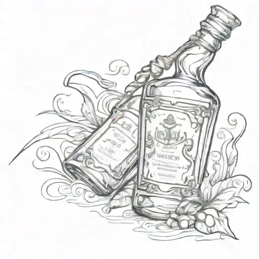 rum bottle tattoo design idea
