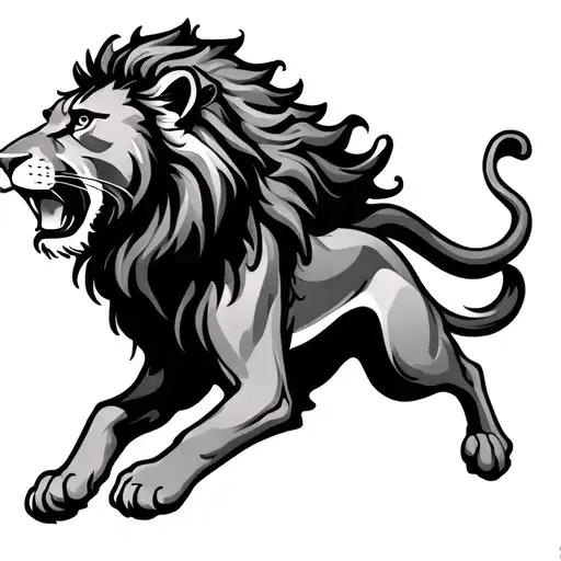 leaping lion tattoo design idea