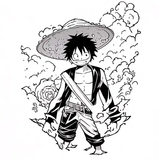 Luffy one piece tattoo design idea