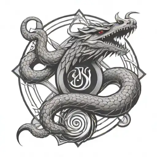 lucifer sigil and a snake wrapped tattoo design idea