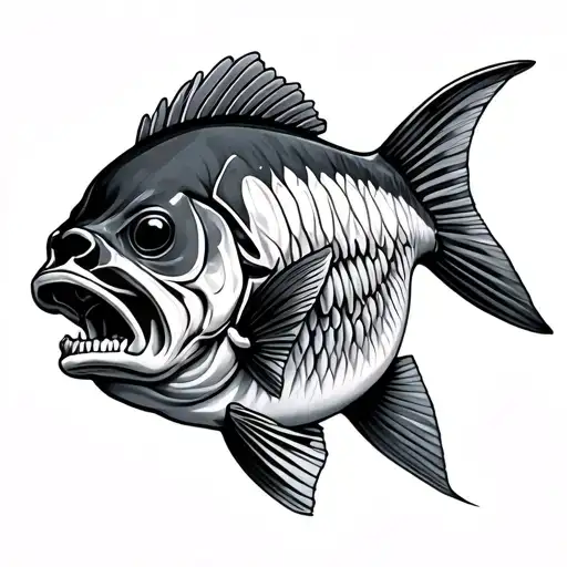 bass fish skeleton tattoo design idea