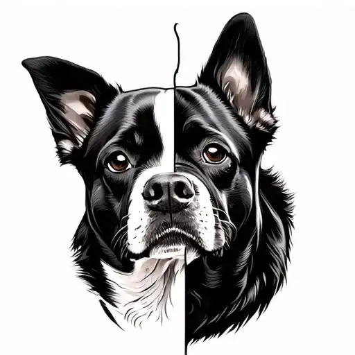 half dog paw half my dogs face tattoo design idea
