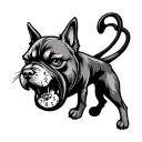 Trebble clef angry dog clock ligtning tattoo design idea