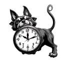 Trebble clef angry dog clock ligtning tattoo design idea
