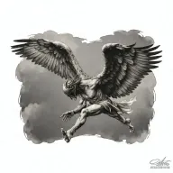 Icarus falling facing away tattoo design idea