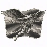 Icarus falling facing away tattoo design idea