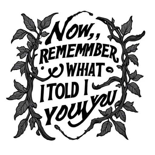 "Now, remember what I told you" wandering Jew plant vines tattoo design idea
