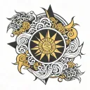 3 stars and the sun, subaru, tribal tattoo design tattoo design idea