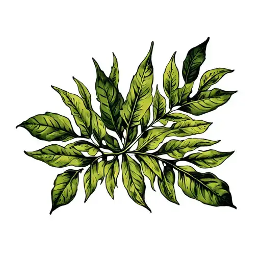 small jungle leaves forming the shape tattoo design idea