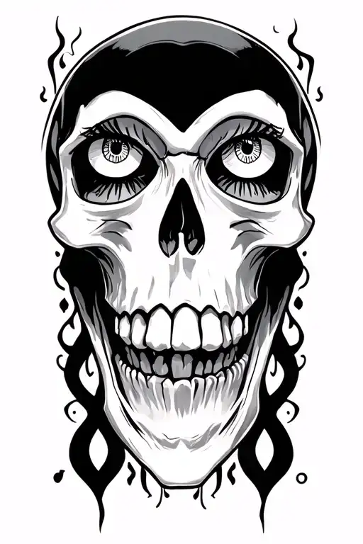 skull with smoky eyes gemini cancer zodiac sign tattoo design idea