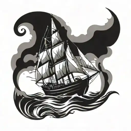 boat sailing towards tattoo design idea