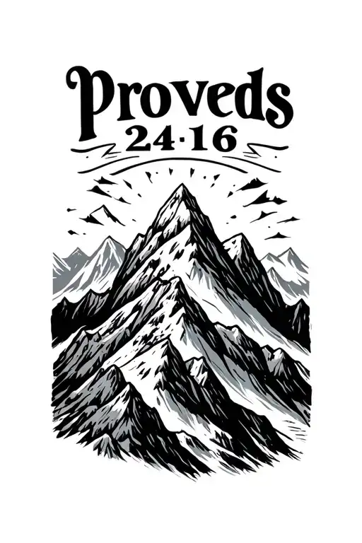 "Proverbs 24:16" someone conquering mountains guided by the holy spirit tattoo design idea