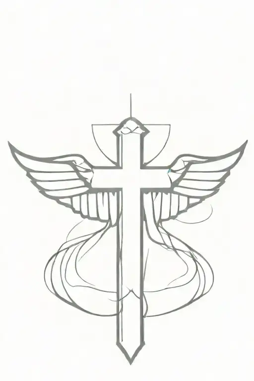 cross with wings spread tattoo design idea