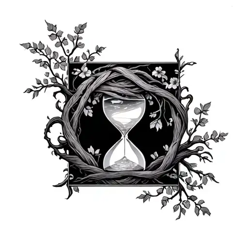 hourglass tree intertwined tattoo design idea