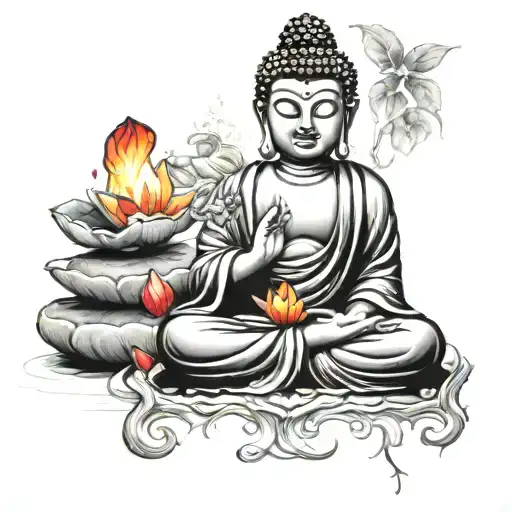 buddha and buddhist themes tattoo design idea