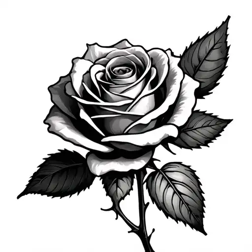 rose with IM brOKen stem tattoo design idea