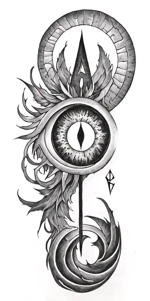 eye of odin rune circle tattoo design idea