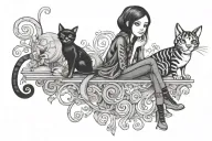 coraline with her cat and doll tattoo design idea