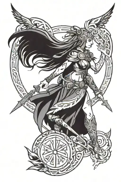 Norse runes and freya  tattoo design idea