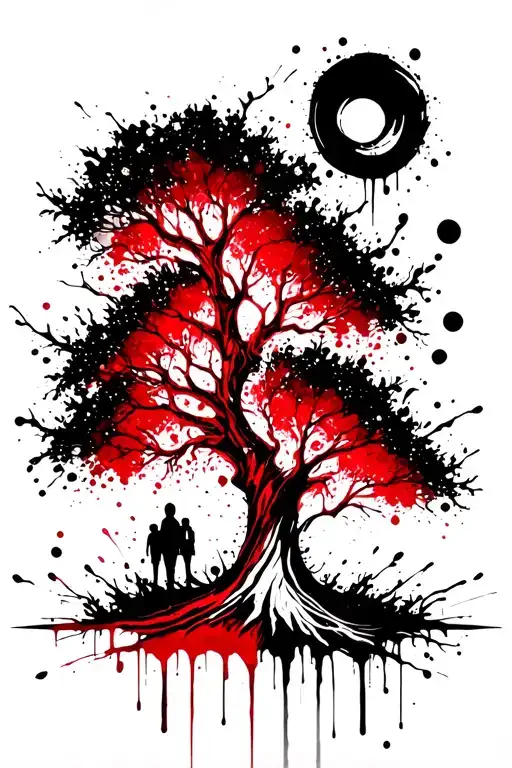 family tree growing tattoo design idea