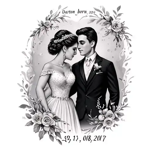 tattoo for men, daughter born 29/01/2009, wedding date 19/08/2017 tattoo design idea